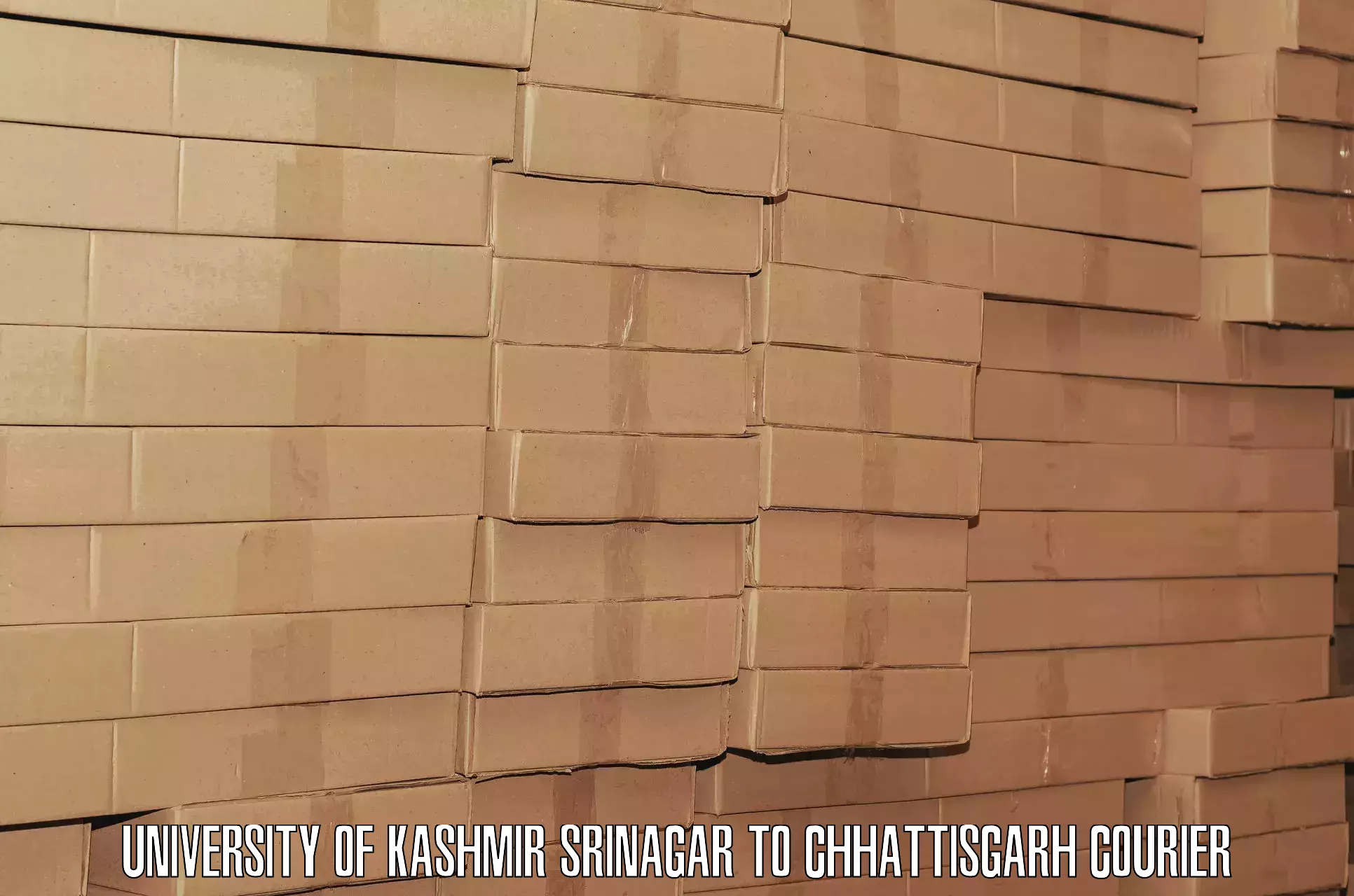 Baggage relocation service in University of Kashmir Srinagar to Ambikapur